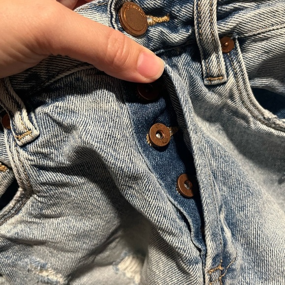 BlankNYC High Rise Distressed Blue Denim Shorts - Picture 4 of 5